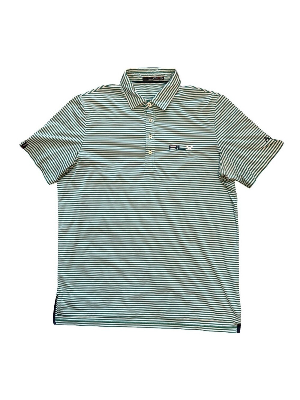 Ralph Lauren RLX Men’s Size XL Polo Shirt Green Stripe Golf Performance Stretch